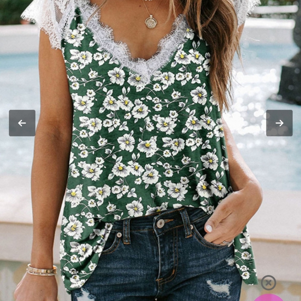 🔥New boutique Green floral eyelash top - Picture 4 of 11